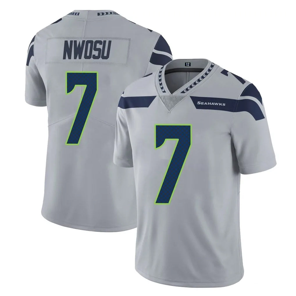 Tuec S.Seahawks #7 Uchenna Nwosu Player Gray Limited Vapor Untouchable Home Game Stitched Jerseys