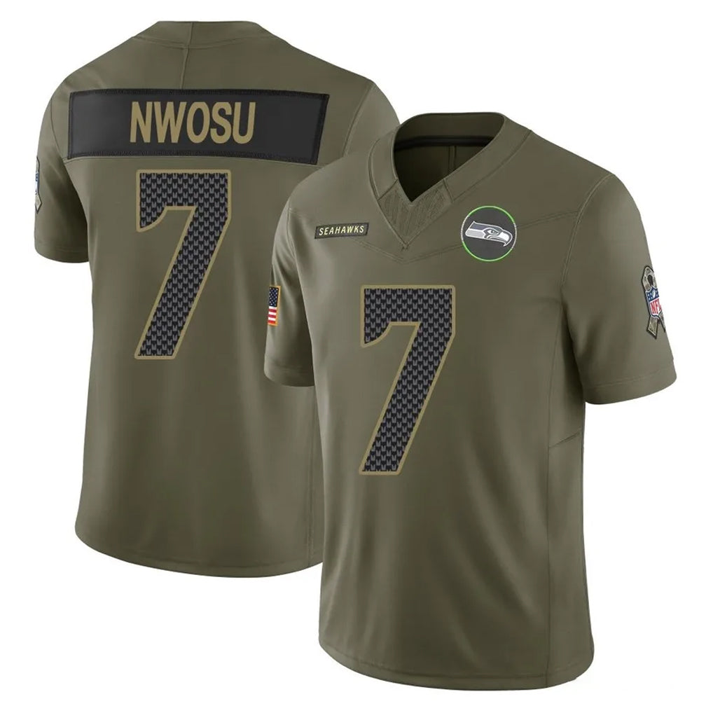 Tuec S.Seahawks #7 Uchenna Nwosu Player Olive 2025 Salute To Service Limited Home Game Stitched Jerseys