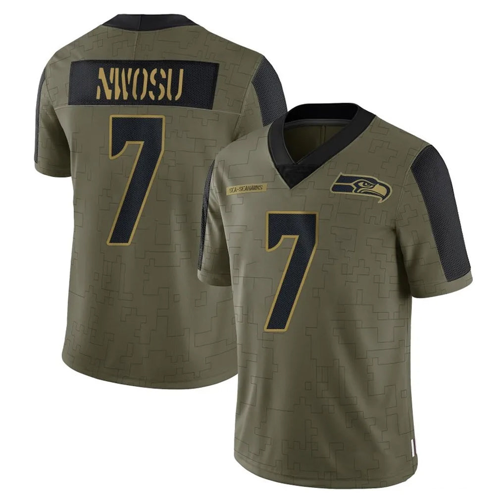 Tuec S.Seahawks #7 Uchenna Nwosu Player Olive Salute To Service Limited Game Stitched Jerseys