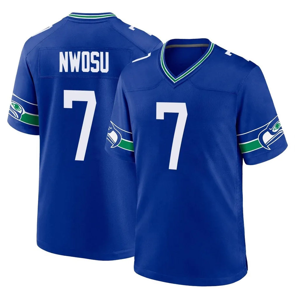 Tuec S.Seahawks #7 Uchenna Nwosu Player Royal Throwback Home Game Stitched Jerseys