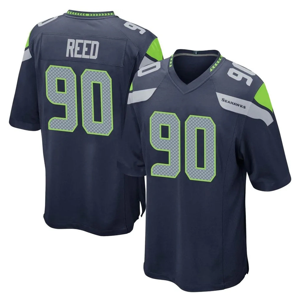 Tuec S.Seahawks #90 Jarran Reed Player Navy Home Game Stitched Jerseys