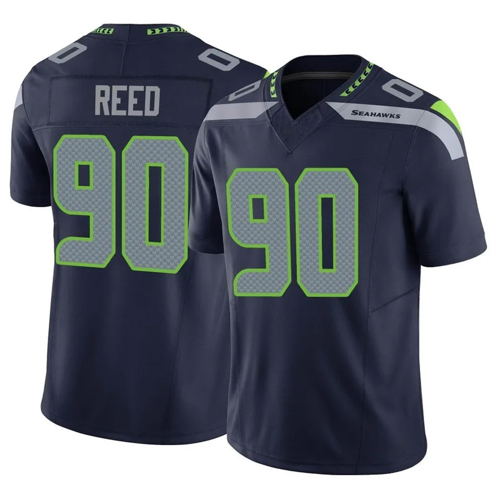Tuec S.Seahawks #90 Jarran Reed Player Navy Limited Vapor F.U.S.E. Home Game Stitched Jerseys