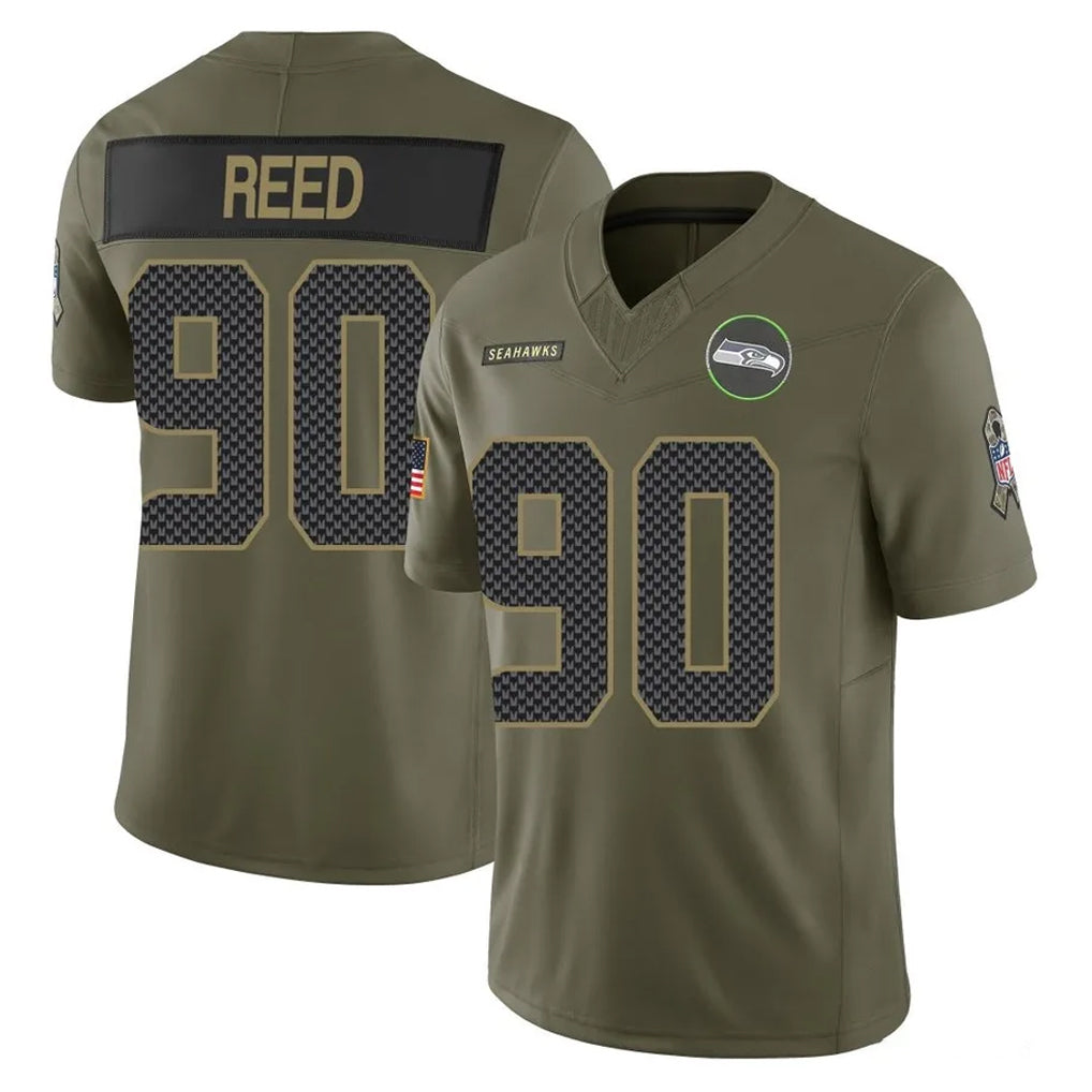 Tuec S.Seahawks #90 Jarran Reed Player Olive 2025 Salute To Service Limited Home Game Stitched Jerseys