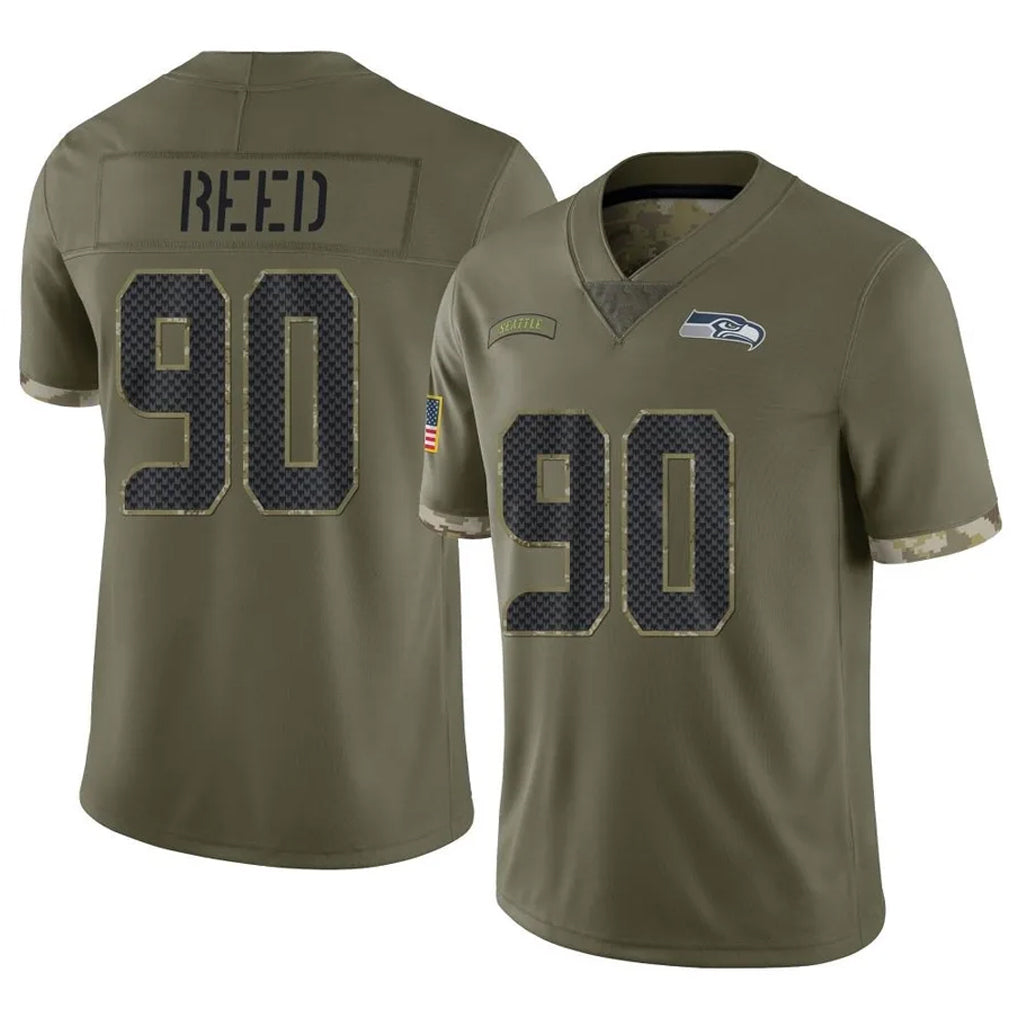 Tuec S.Seahawks #90 Jarran Reed Player Olive Limited Salute To Service Home Game Stitched Jerseys