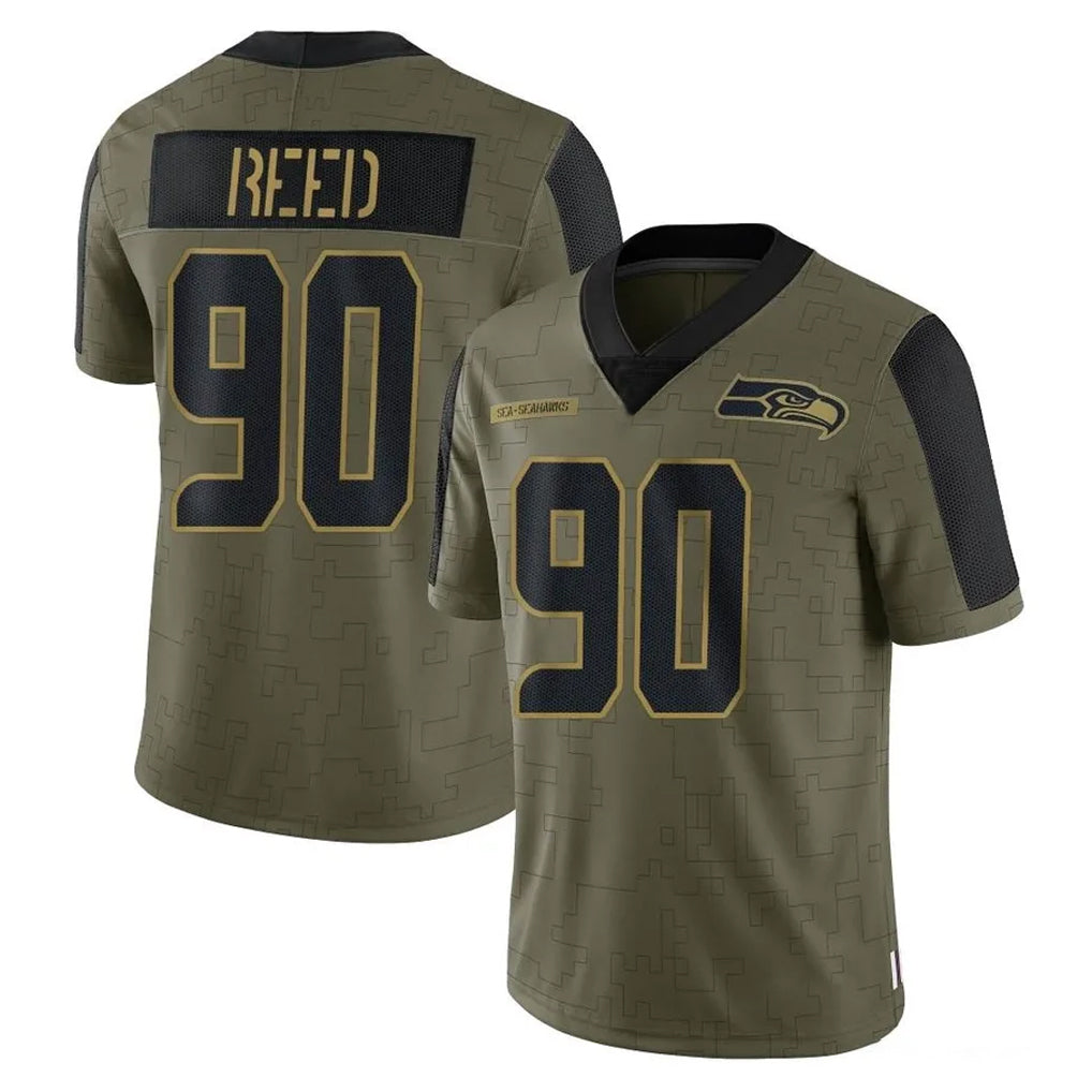 Tuec S.Seahawks #90 Jarran Reed Player Olive Salute To Service Limited Game Stitched Jerseys