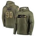 Tuec S.Seahawks #90 Jarran Reed Player Olive Salute to Service Pullover Hoodie Home Game Stitched Jerseys