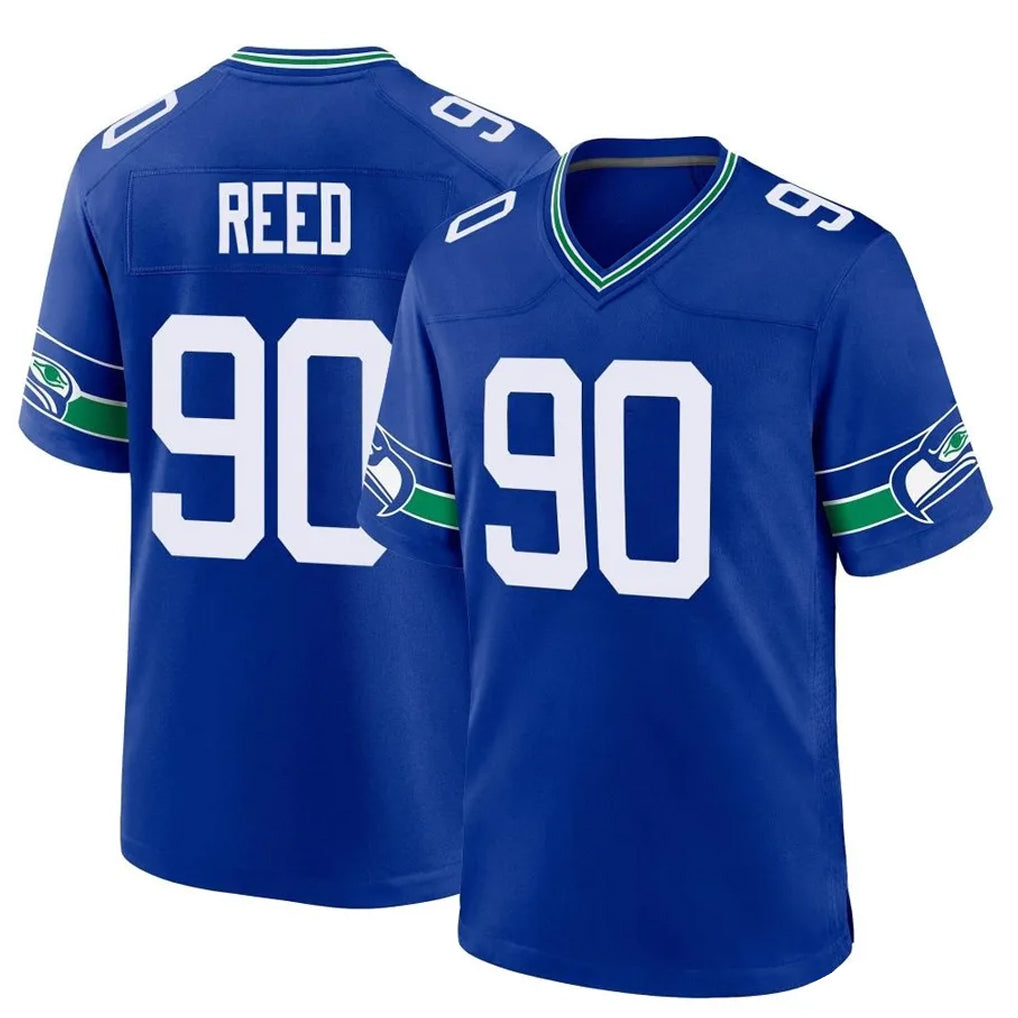 Tuec S.Seahawks #90 Jarran Reed Player Royal Throwback Home Game Stitched Jerseys