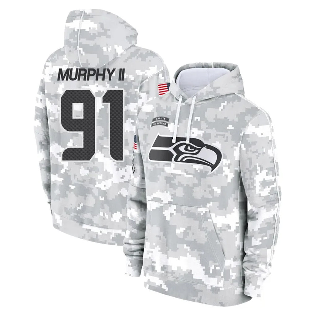 Tuec S.Seahawks #91 Byron Murphy II Player Arctic Camo Limited Salute to Service Pullover Hoodies Game Stitched Jerseys