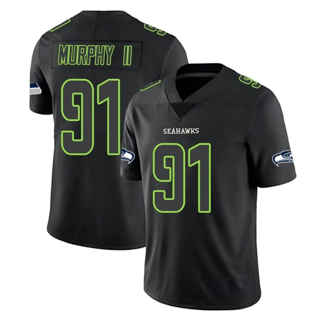 Tuec S.Seahawks #91 Byron Murphy II Player Black Impact Limited Home Game Stitched Jerseys