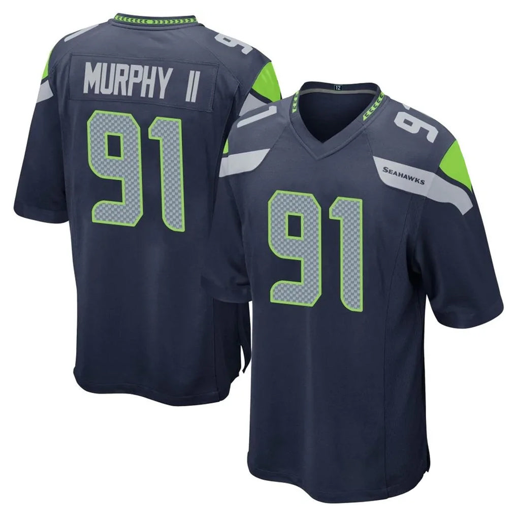 Tuec S.Seahawks #91 Byron Murphy II Player Navy Home Game Stitched Jerseys
