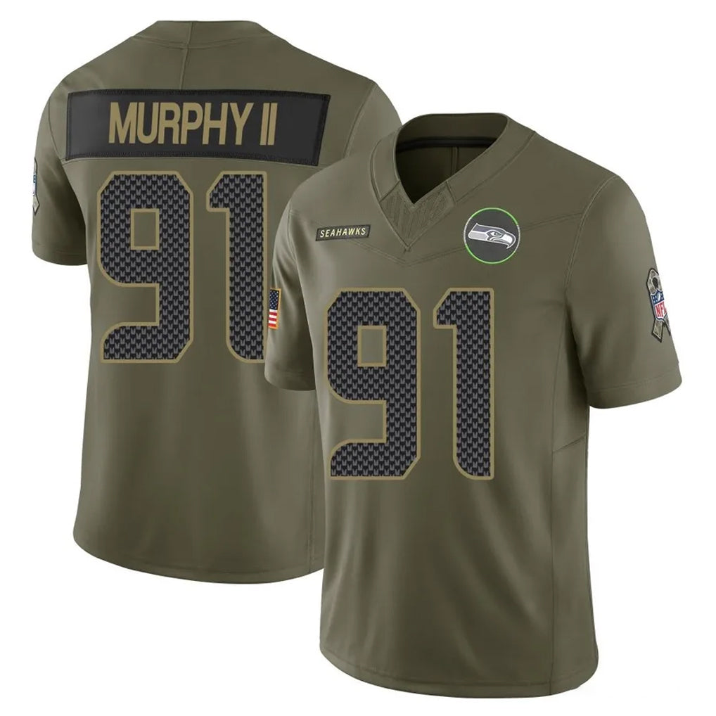 Tuec S.Seahawks #91 Byron Murphy II Player Olive 2025 Salute To Service Limited Home Game Stitched Jerseys