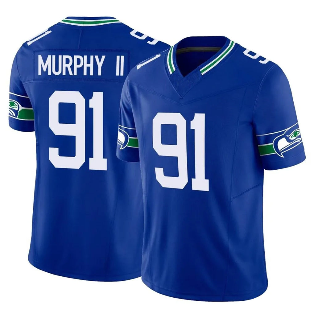 Tuec S.Seahawks #91 Byron Murphy II Player Royal Limited Throwback Vapor F.U.S.E. Home Game Stitched Jerseys