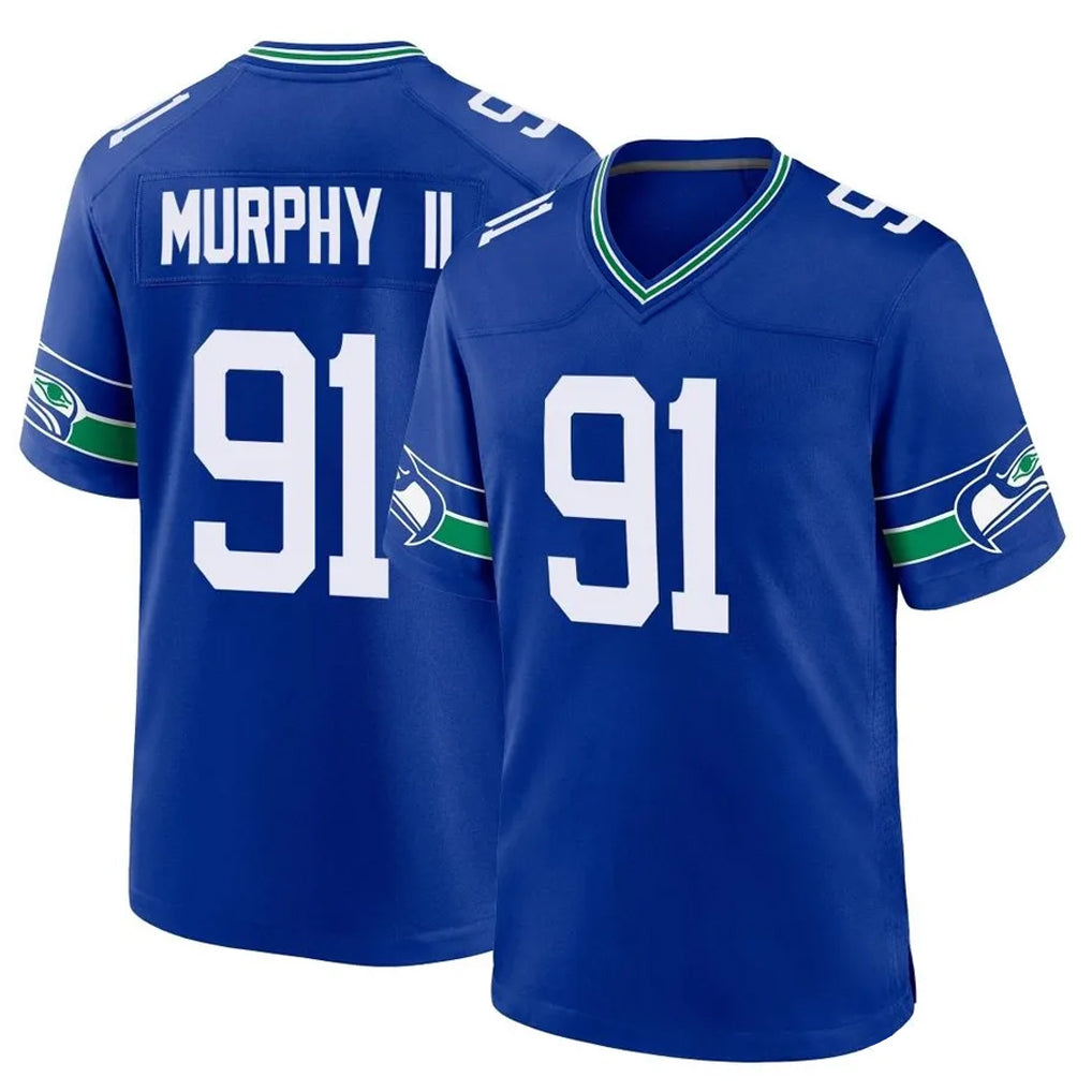 Tuec S.Seahawks #91 Byron Murphy II Player Royal Throwback Home Game Stitched Jerseys