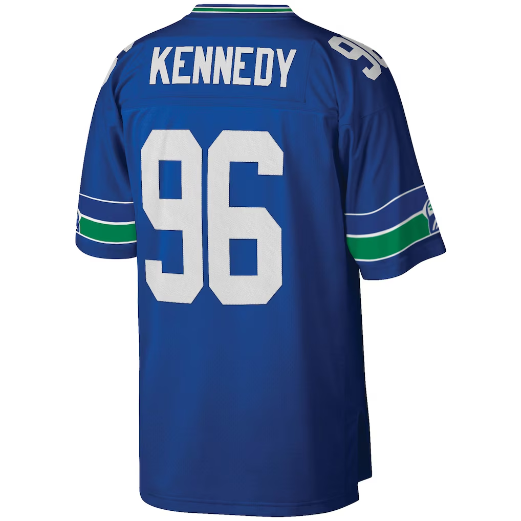 Tuec S.Seahawks #96 Cortez Kennedy Mitchell & Ness Royal Legacy Replica Jersey
