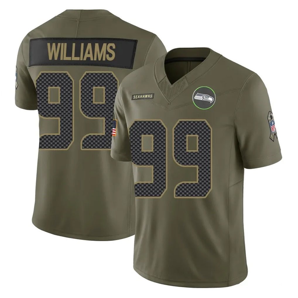 Tuec S.Seahawks #99 Leonard Williams Player Olive 2025 Salute To Service Limited Home Game Stitched Jerseys