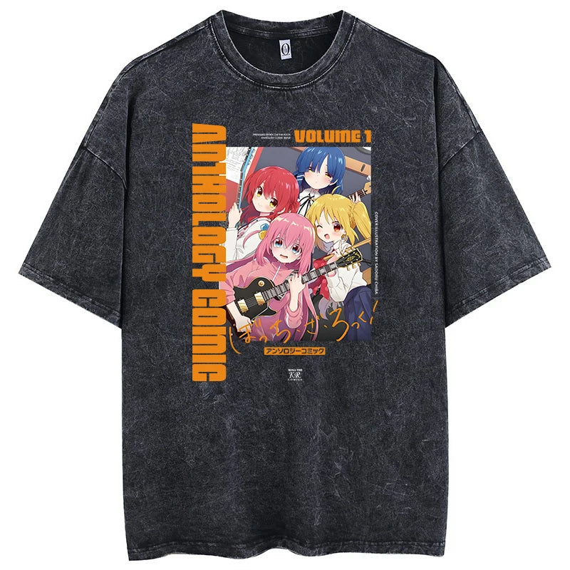 Cheap T-Shirt Jerseys Printed Bocchi Club Music Band Anime Bocchi The Rock Short Sleeved Round Neck Y2k Tshirt Men New in Top & Tees Mens