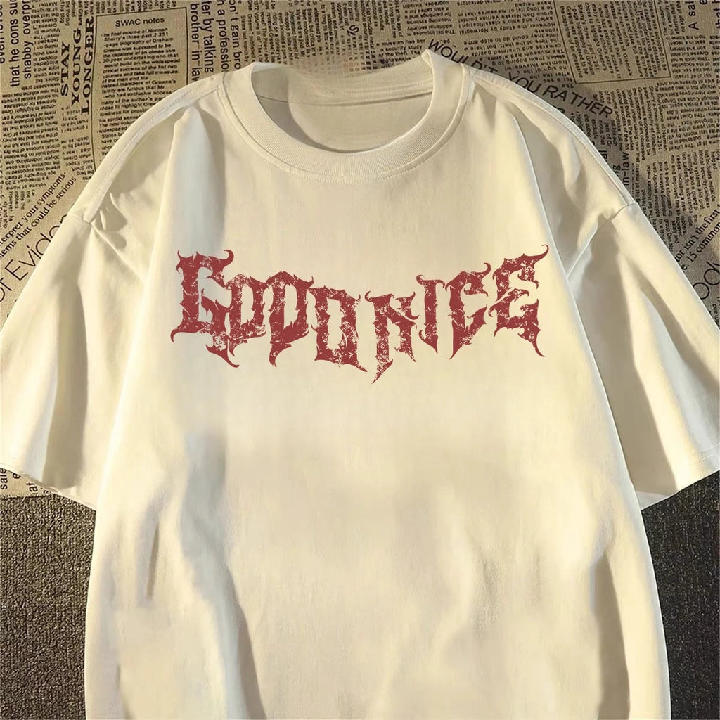 Cheap T-shirt Jerseys 2025 New Heavy Short-sleeved T-shirt American Retro Sword-wielding Angel Printed Short-sleeved Men's and Women's Loose Top