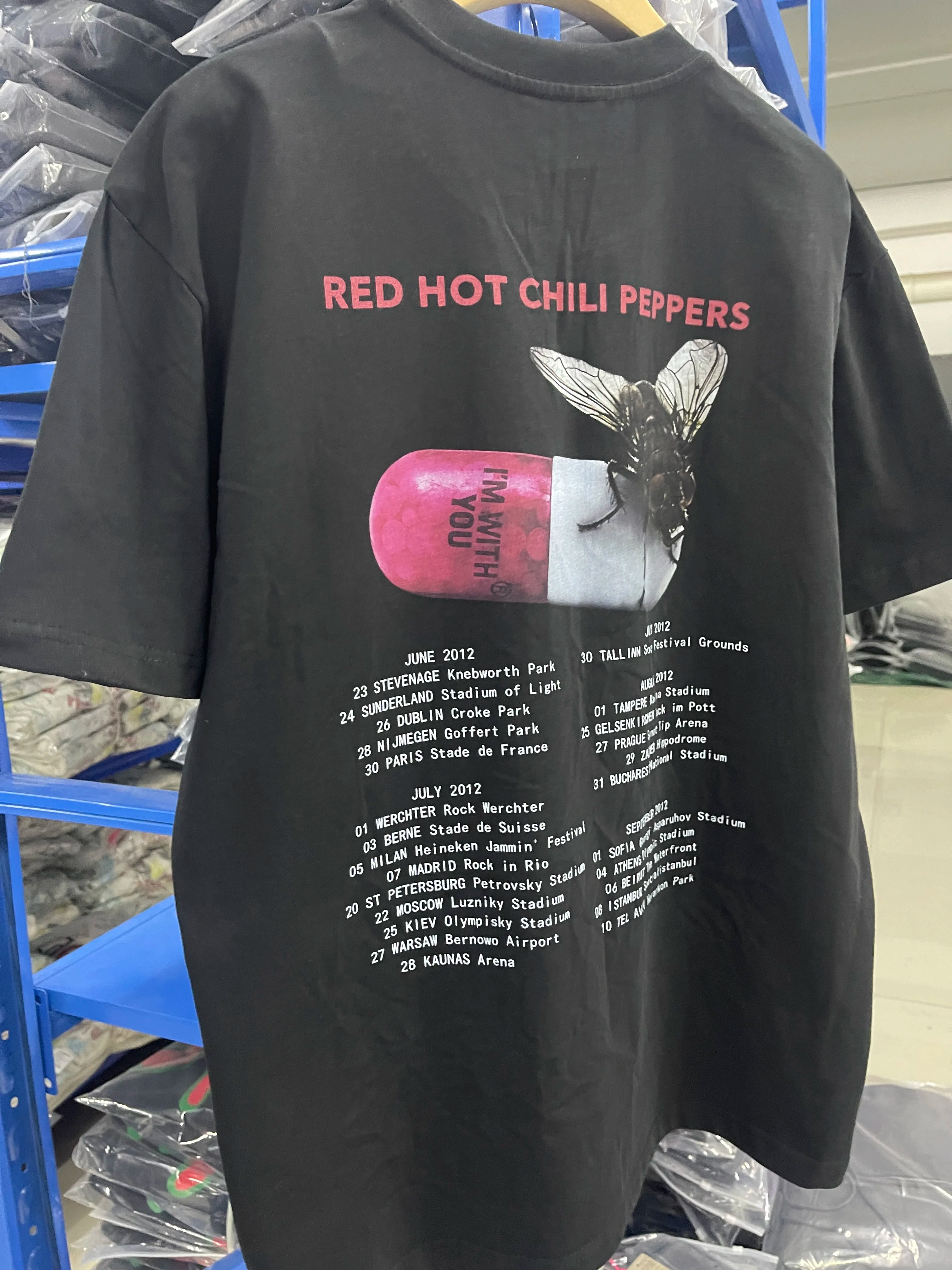 Cheap T-shirt Jerseys 25SS High quality Vintage Rock Red Chili Printed Band Short Sleeve Heavy Washed Cotton Loose Casual Oversize Street Pop T-shirt