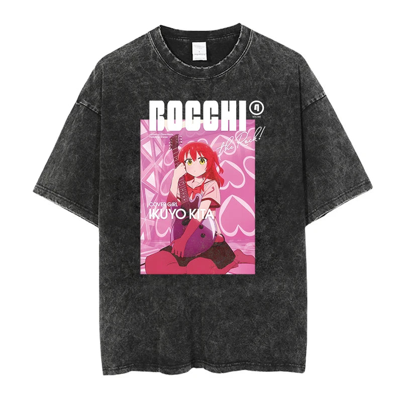 Cheap T-Shirt Jerseys Printed Bocchi Club Music Band Anime Bocchi The Rock Short Sleeved Round Neck Y2k Tshirt Men New in Top & Tees Mens