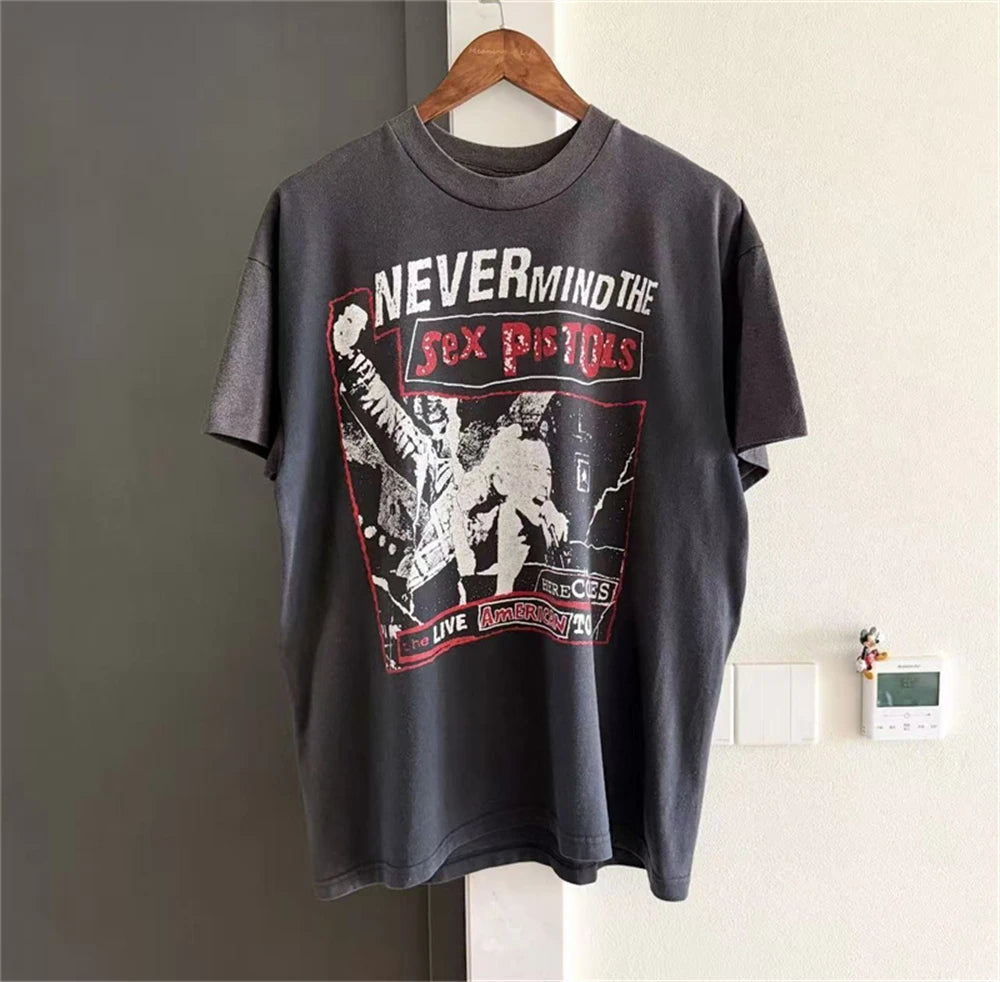 Cheap T-shirt Jerseys Summer Vintage High Street Portrait Pattern Printed Washed Short sleeved Cotton Casual Loose Fashion Oversize Trendy T-shirt