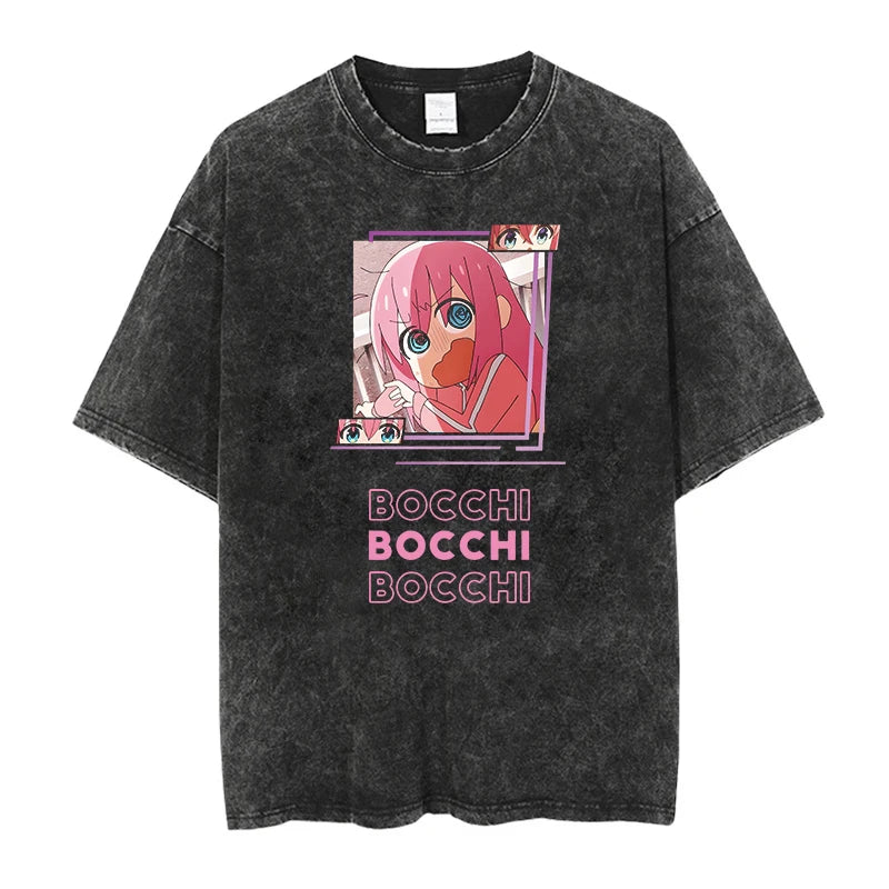 Cheap T-Shirt Jerseys Printed Bocchi Club Music Band Anime Bocchi The Rock Short Sleeved Round Neck Y2k Tshirt Men New in Top & Tees Mens