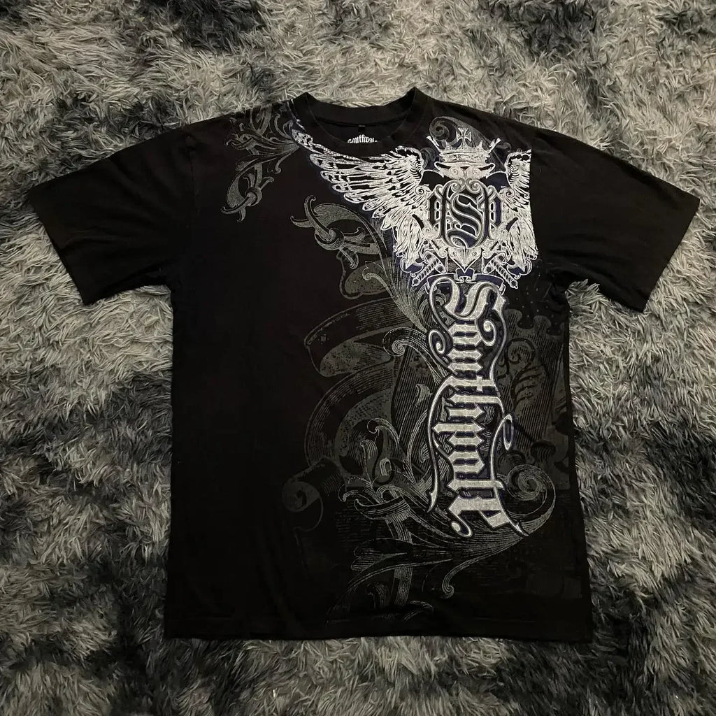 Cheap T-shirt Jerseys 91s High Street Shirts Women Graphic Print Oversized T Shirt Harajuku Gothic Round Neck Cotton Short Sleeve Tops New