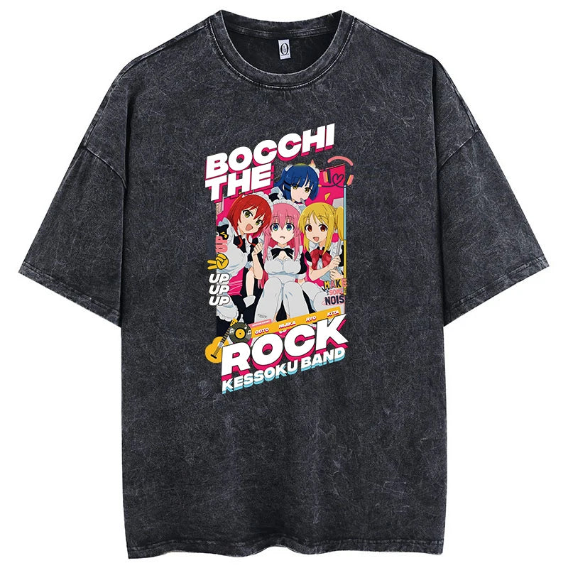 Cheap T-Shirt Jerseys Printed Bocchi Club Music Band Anime Bocchi The Rock Short Sleeved Round Neck Y2k Tshirt Men New in Top & Tees Mens