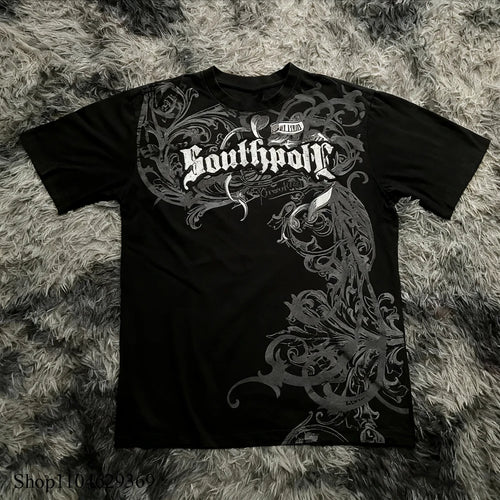 Cheap T-shirt Jerseys Classic Y2K Gothic Style T-shirt Print Oversized T Shirt High Street Shirts Gothic Round Neck Cotton Tops New Mens Women T Shirt