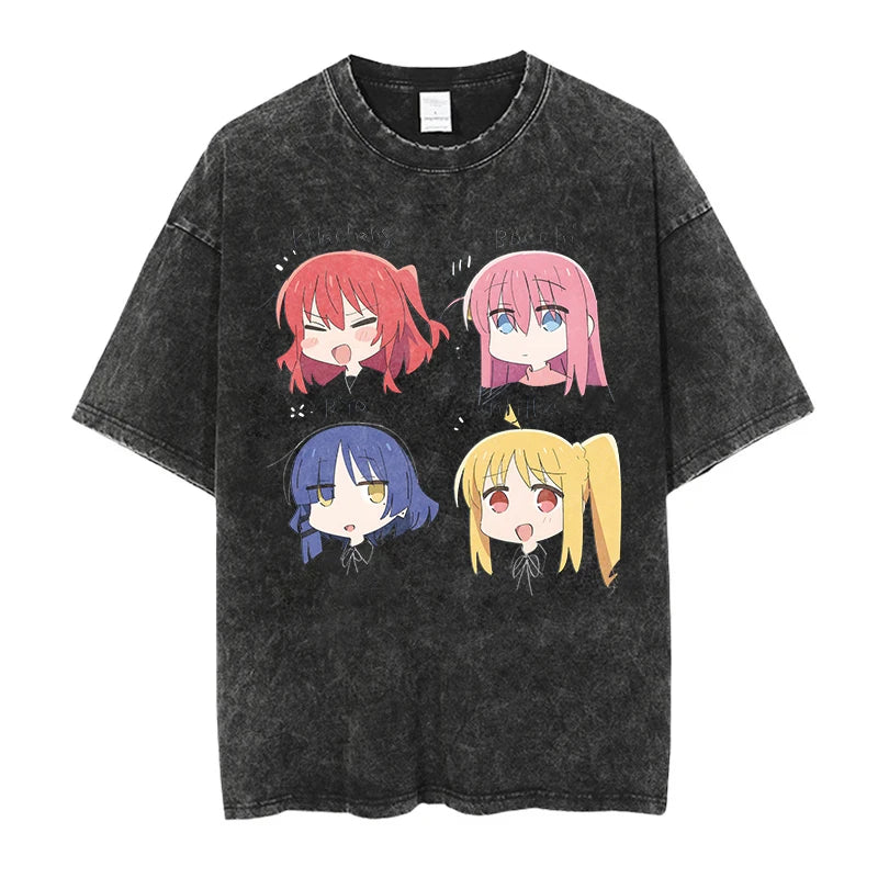 Cheap T-Shirt Jerseys Printed Bocchi Club Music Band Anime Bocchi The Rock Short Sleeved Round Neck Y2k Tshirt Men New in Top & Tees Mens