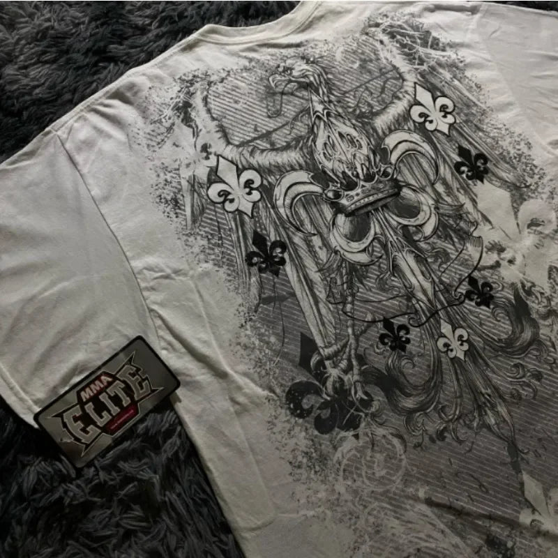Cheap T-shirt Jerseys 90s American Suffering Trendy Retro Fashion Print Round Neck Short Sleeved T shirt Women Y2K Street Style Gothic Couple Sports