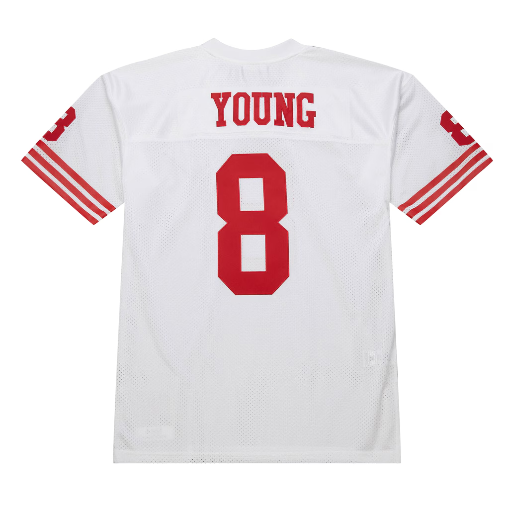 Tuec SF.49ers 1994 #8 Steve Young Mitchell & Ness White Authentic Throwback Retired Player Stitched Puhic Jersey
