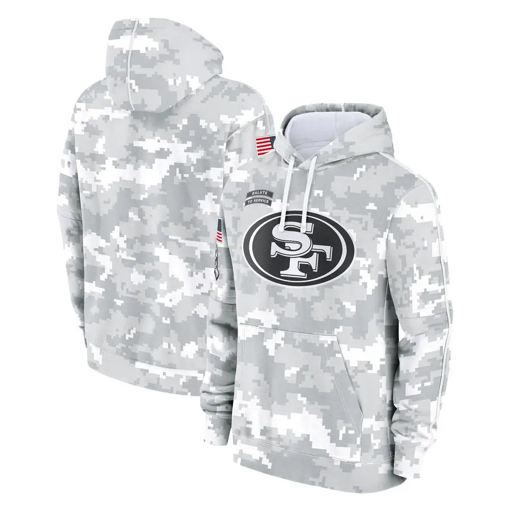 Tuec SF.49ers Arctic Camo Limited Salute to Service Pullover Hoodies Game Blank Player Stitched Jerseys
