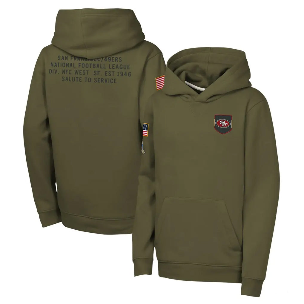 Tuec SF.49ers Olive Salute to Service Pullover Hoodies Limited Blank Player Stitched Jerseys