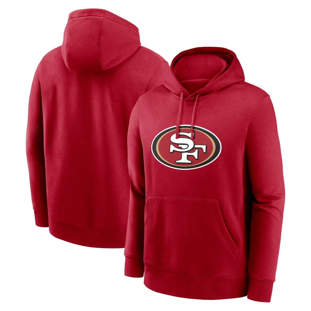 Tuec SF.49ers Red LOGO Pullover Hoodies Home Game Blank Player Stitched Jerseys