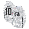 Tuec SF.49ers #10 Mac Jones Player Arctic Camo Limited Salute to Service Pullover Hoodies Game Stitched Jerseys