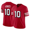 Tuec SF.49ers #10 Mac Jones Player Red Limited Alternate Vapor F.U.S.E. Home Game Stitched Jerseys