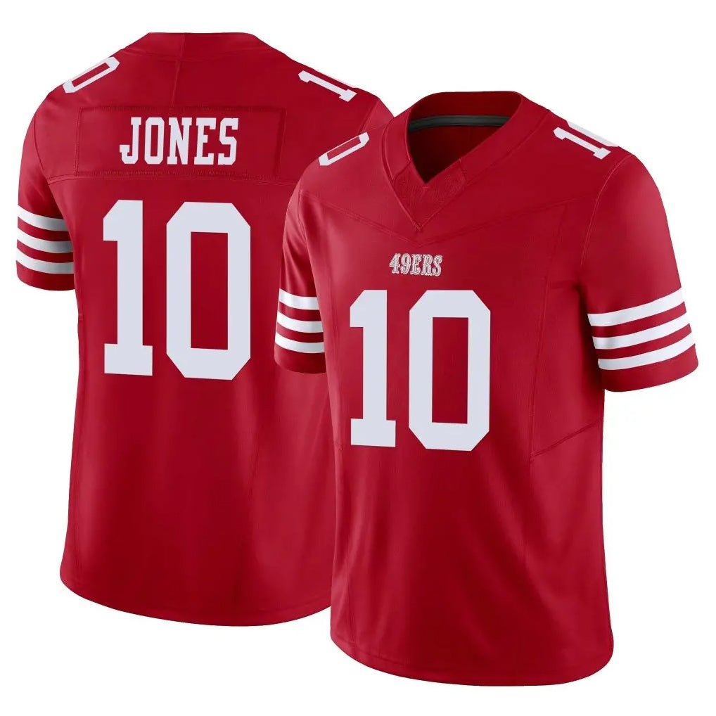 Tuec SF.49ers #10 Mac Jones Player Red Limited Vapor F.U.S.E. Home Game Stitched Jerseys