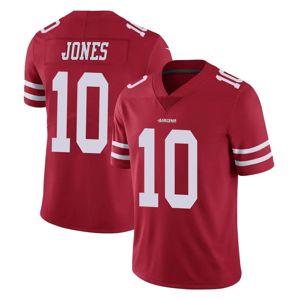 Tuec SF.49ers #10 Mac Jones Player Red Limited Vapor Untouchable Home Game Stitched Jerseys
