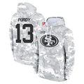Tuec SF.49ers #13 Brock Purdy Player Arctic Camo Limited Salute to Service Pullover Hoodies Game Stitched Jerseys