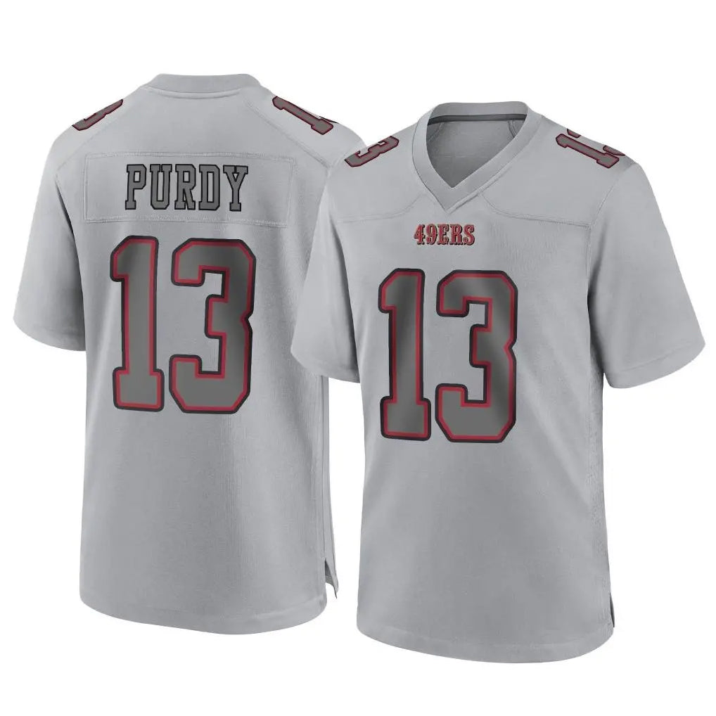 Tuec SF.49ers #13 Brock Purdy Player Gray Atmosphere Fashion Home Game Stitched Jerseys