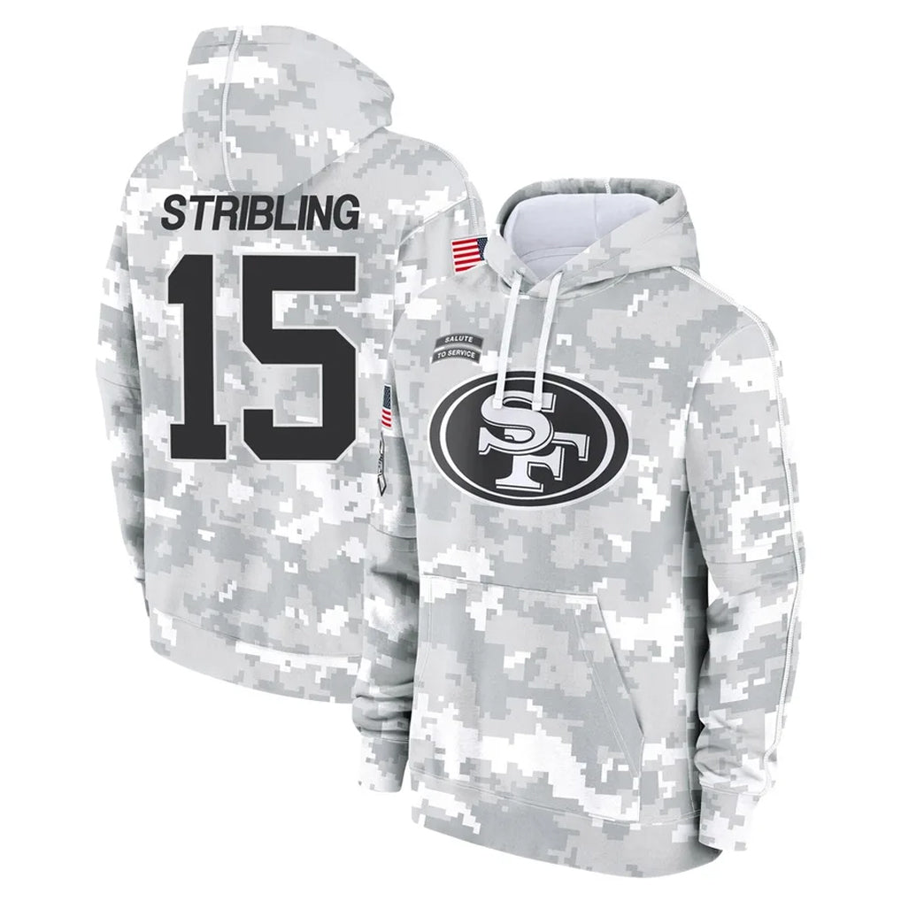 Tuec SF.49ers #15 De'Zhaun Stribling Player Arctic Camo Limited Salute to Service Pullover Hoodies Game Stitched Jerseys