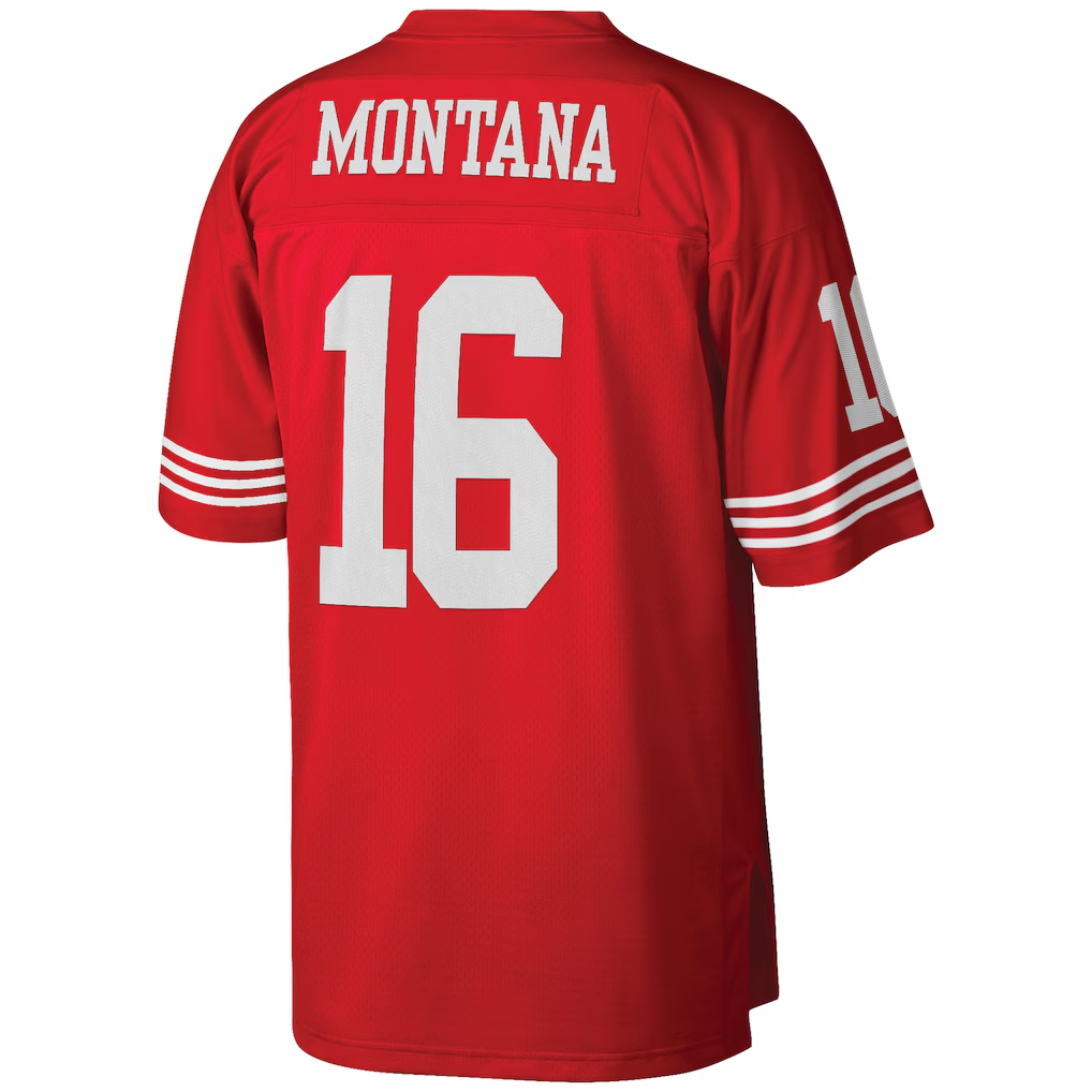 Tuec SF.49ers #16 Joe Montana Mitchell & Ness Scarlet Big & Tall 1990 Retired Player Replica Jersey