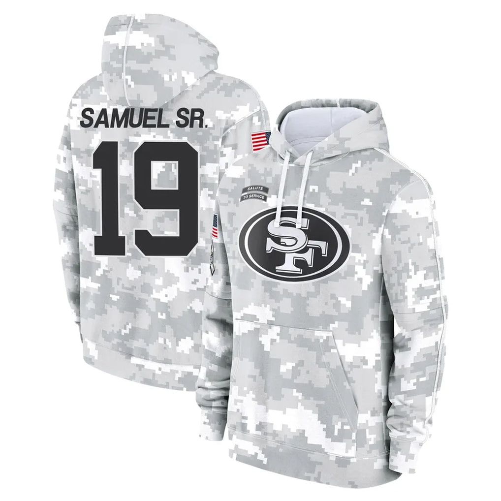 Tuec SF.49ers #19 Deebo Samuel Sr. Player Arctic Camo Limited Salute to Service Pullover Hoodies Game Stitched Jerseys