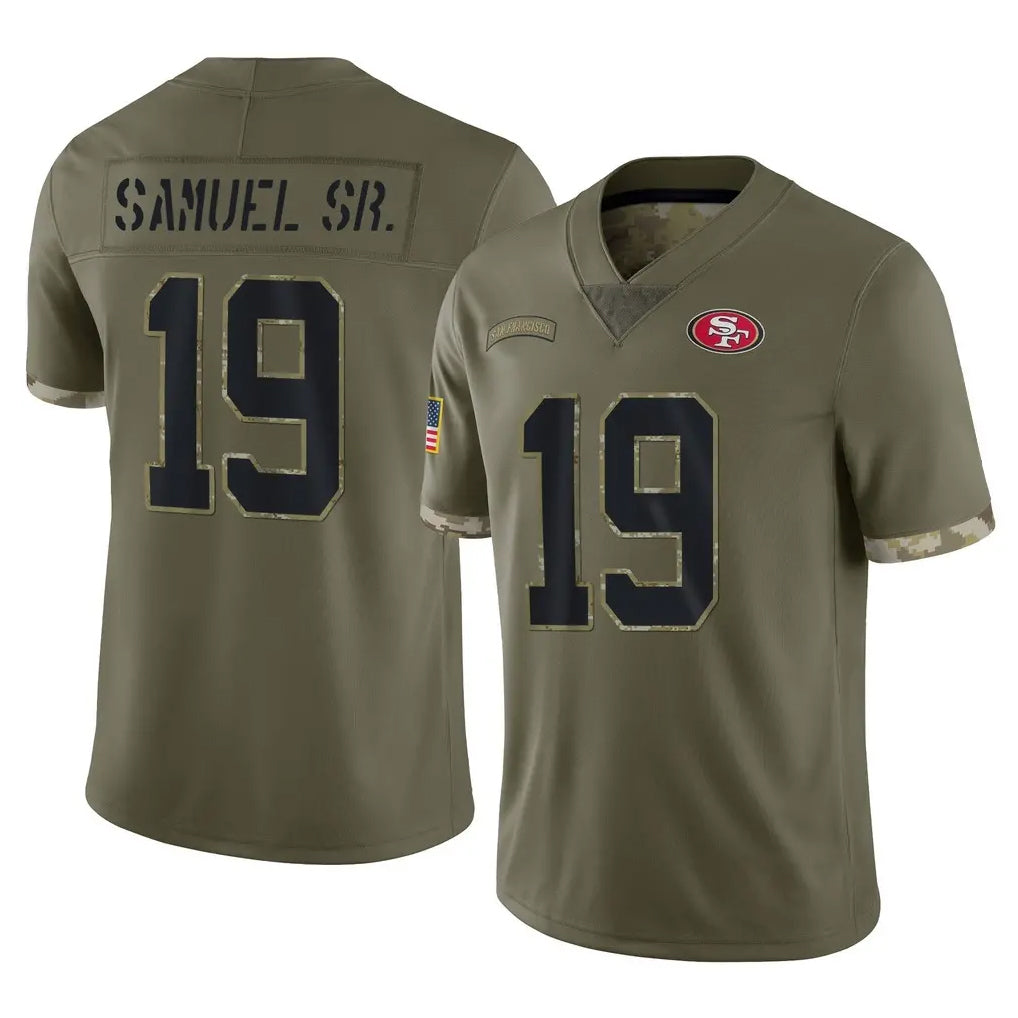 Tuec SF.49ers #19 Deebo Samuel Sr. Player Olive Limited Salute To Service Home Game Stitched Jerseys
