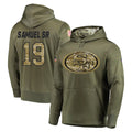Tuec SF.49ers #19 Deebo Samuel Sr. Player Olive Salute to Service Pullover Hoodie Home Game Stitched Jerseys