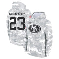 Tuec SF.49ers #23 Christian McCaffrey Player Arctic Camo Limited Salute to Service Pullover Hoodies Game Stitched Jerseys