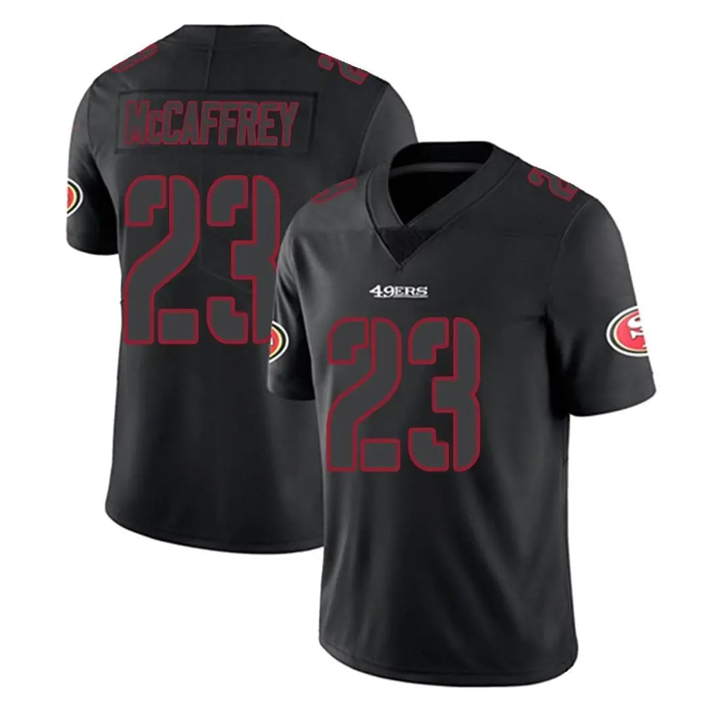 Tuec SF.49ers #23 Christian McCaffrey Player Black Impact Limited Home Game Stitched Jerseys