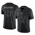 Tuec SF.49ers #23 Christian McCaffrey Player Black Limited Reflective Home Game Stitched Jerseys