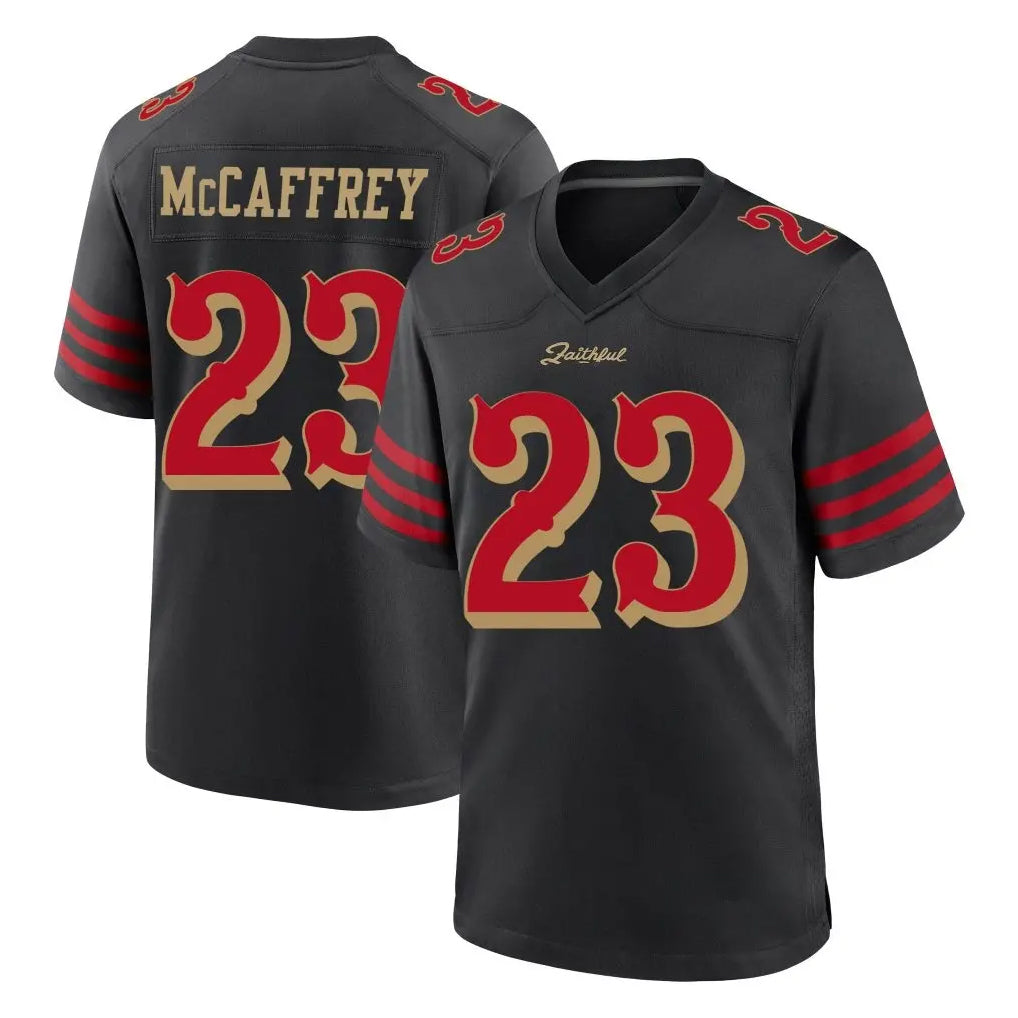 Tuec SF.49ers #23 Christian McCaffrey Player Black Rivalries Collection Home Game Stitched Jerseys