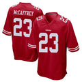 Tuec SF.49ers #23 Christian McCaffrey Player Red Home Game Stitched Jerseys